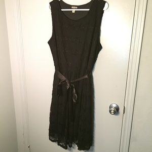 Black lace dress with silk ribbon